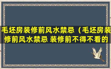 毛坯房装修前风水禁忌（毛坯房装修前风水禁忌 装修前不得不看的风水禁忌）